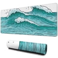 thumbnail image 1 of "Experience Supreme Comfort with our Japanese Blue and White Wave Gaming Mouse Pad XL - Non-Slip Rubber Base, Stitched Edges, 31.5 X 11.8 Inch", 1 of 7
