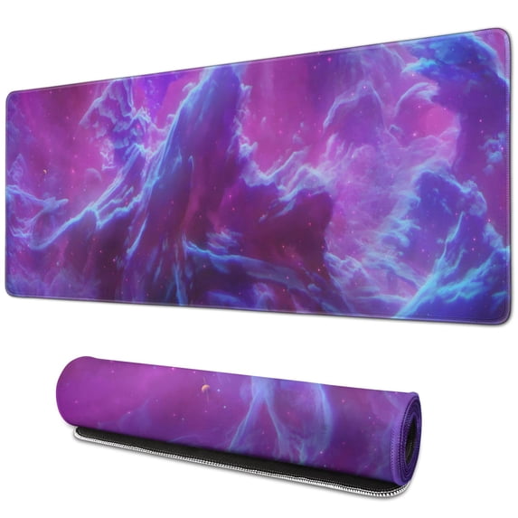 Experience Top-Tier Gaming with Large 31.5x11.8 inch Galaxy Mouse Pad - Non-Slip Desk Mat with Stitched Edges - Perfect for Keyboard & Mouse Performance