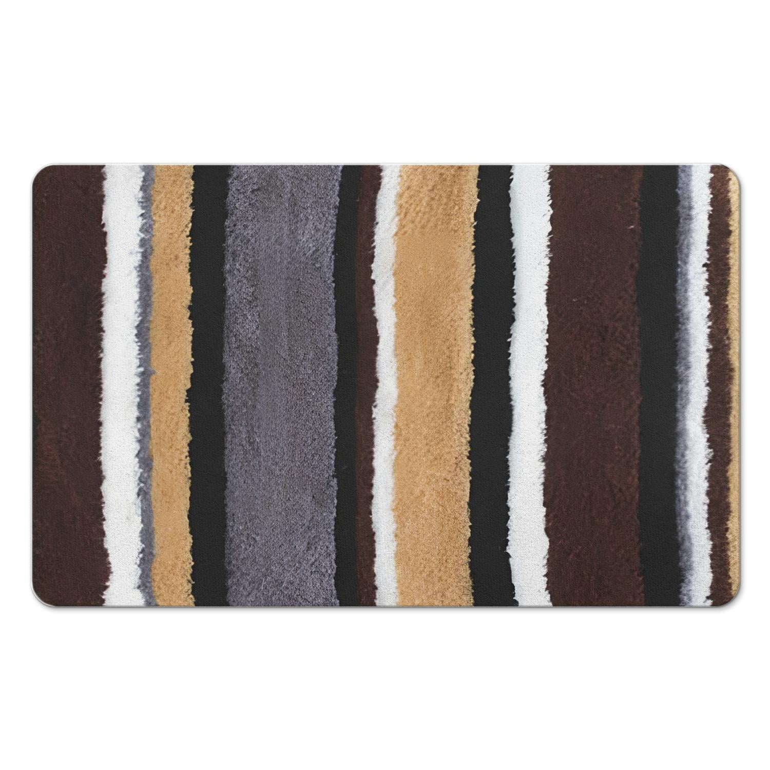 Experience Ultimate Comfort with our 20x32in Striped Microfiber Bathroom Rugs – Extra Thick, Super Absorbent Bath Mat, Anti-Slip, Machine Washable for Tub and Shower