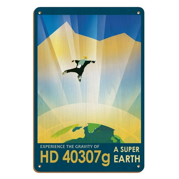Experience the Gravity of HD 40307g - A Super Earth - NASA Exoplanet Travel Poster - 8 x 12 inch Vintage Wood Art Sign