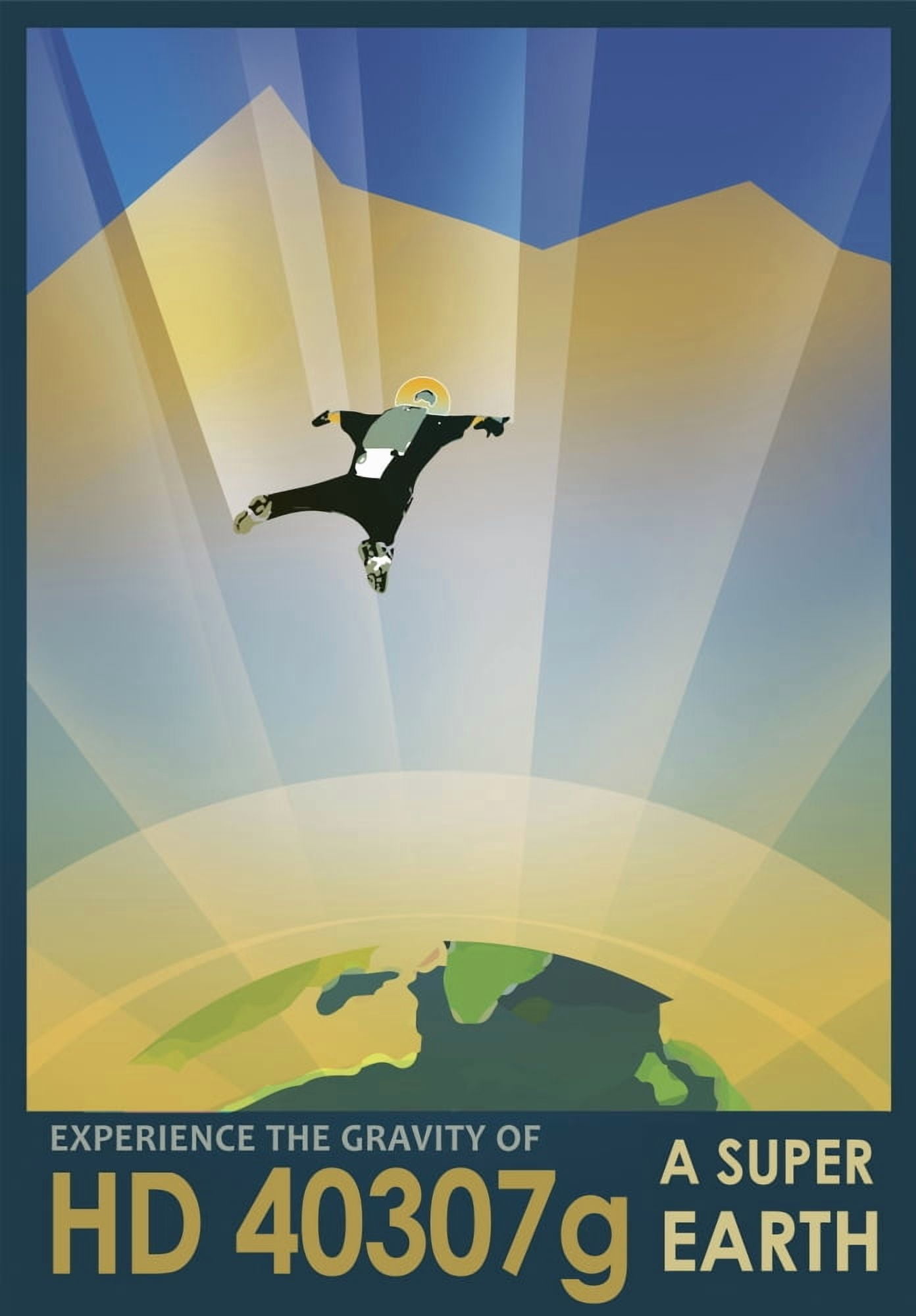Experience the Gravity of a Super Earth in this retro space poster Canvas Art - Stocktrek Images (24 x 34)