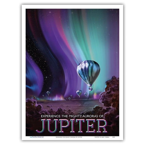 Experience the Mighty Auroras of Jupiter - NASA Exoplanet Travel Poster - Master Art Print (Unframed) 9in x 12in