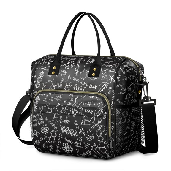 Experiment Inspired Large Insulated Lunch Bag – Leakproof Dual Compartment Cooler Tote Adjustable Strap Multi pocket Organizer for Work and Study