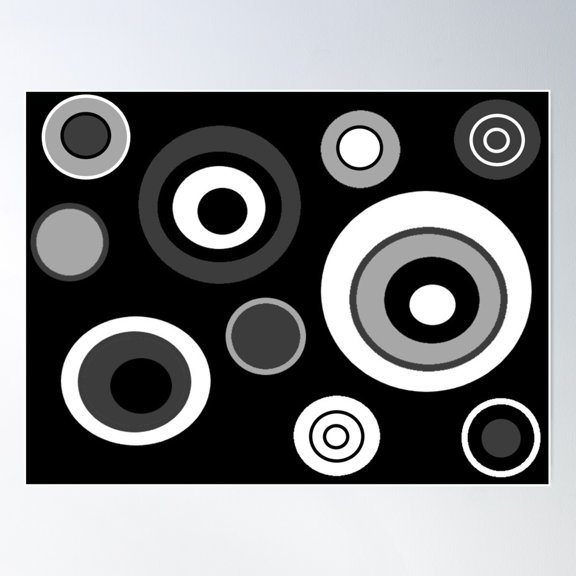 Experimental Geometric Circle Print Pattern (Black Version) Poster Wall Art, Modern Wall Decor For Living Room Bedroom, 8x12 UNFRAMED