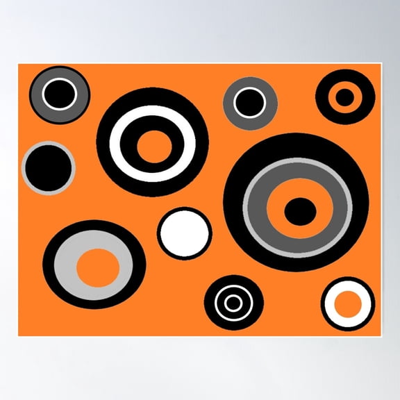 Experimental Geometric Circle Print Pattern (Orange Version) Poster Wall Art, Modern Wall Decor For Living Room Bedroom, 12x18 UNFRAMED