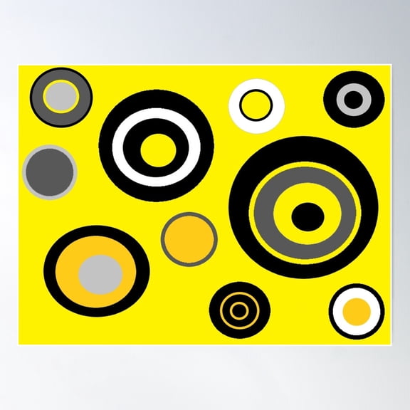 Experimental Geometric Circle Print Pattern (Yellow Sunshine Version) Poster Wall Art, Modern Wall Decor For Living Room Bedroom, 8x12 UNFRAMED