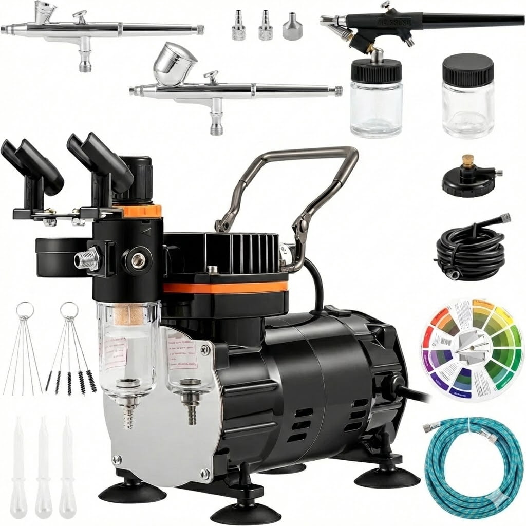 Expert Airbrush Kit with Compressor, Multi-Use Dual-Action Gravity Airbrush System
