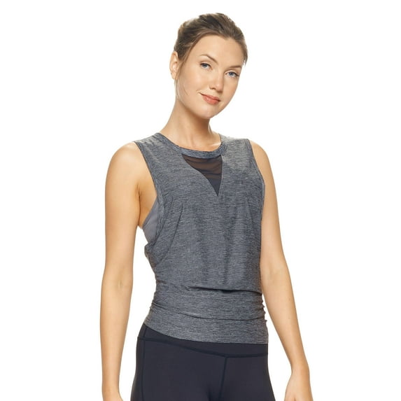 Expert Brand Women's Airstretch Lite Tie Back Tank Top, Heather Black, Large