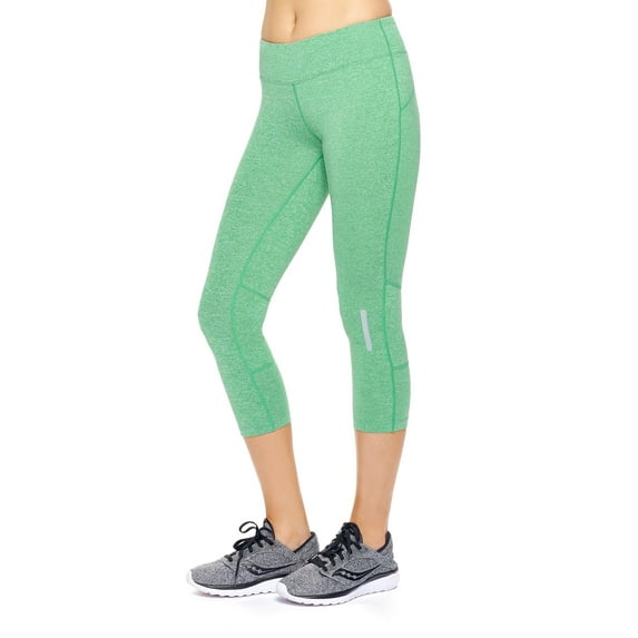 Expert Brand Women's Airstretch Mid-Rise Capri Leggings, Heather Kelly Green, XL