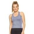 thumbnail image 1 of Expert Brand Women's Airstretch™ Racerback Cropped Tank Top, Heather Navy, Small, 1 of 5