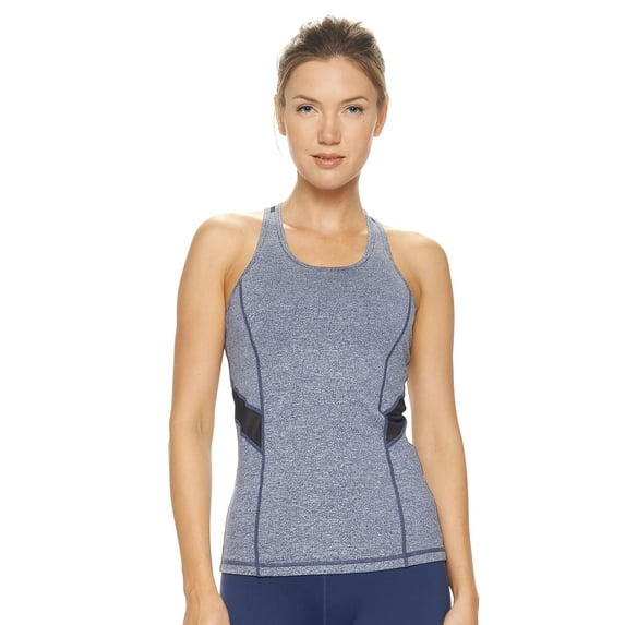 Expert Brand Women's Airstretch™ Racerback Mesh Panel Tank Top, Heather Navy, Small