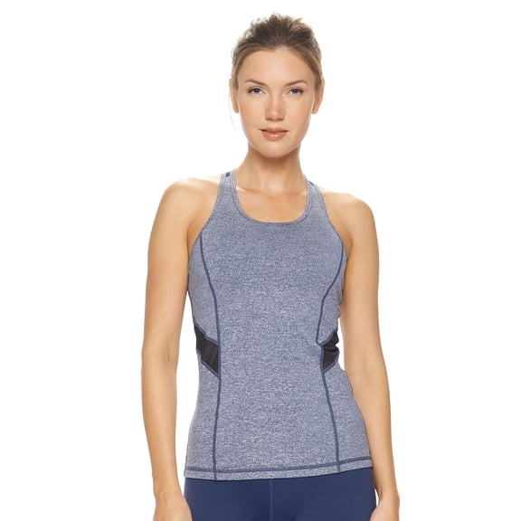 Expert Brand Women's Airstretchâ„¢ Racerback Mesh Panel Tank Top, Heather Navy, XL