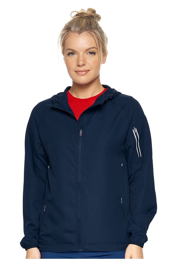 Women's Athletic Performance Running Jacket, Navy, 2XL