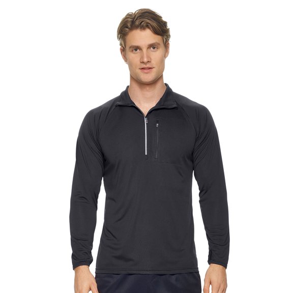 Expert Brand Men's Drimax Dri Fit Athletic Half Zipper Training Jacket, Black, Medium