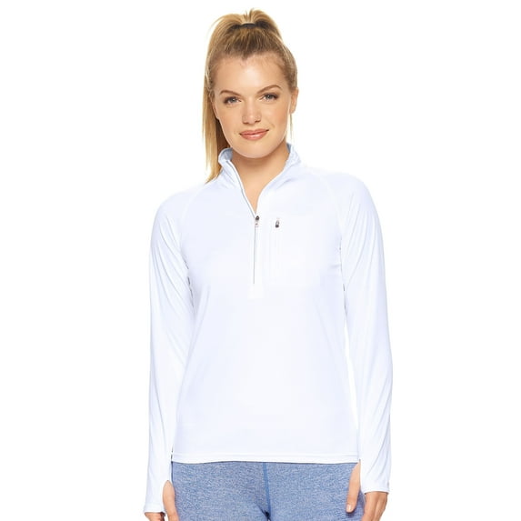 Expert Brand Women's Drimax Dri Fit Athletic Half Zipper Training Jacket, White, Small
