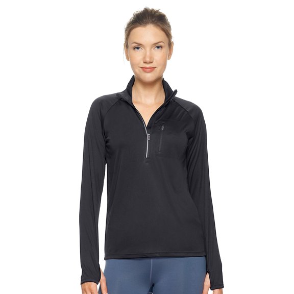 Expert Brand Women's Drimax Dri Fit Athletic Half Zipper Training Jacket, Black, XL