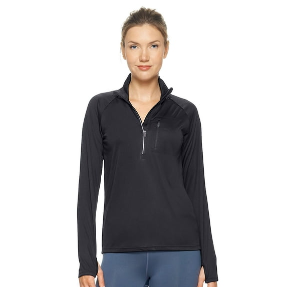 Expert Brand Women's Drimax Dri Fit Athletic Half Zipper Training Jacket, Black, XXL
