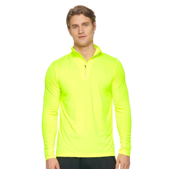 Expert Brand Men's Drimax Dri Fit Athletic Quarter Zipper Training Jacket, Safety Yellow, XXL