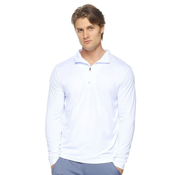 Expert Brand Men's Drimax Dri Fit Athletic Quarter Zipper Training Jacket, White, XL
