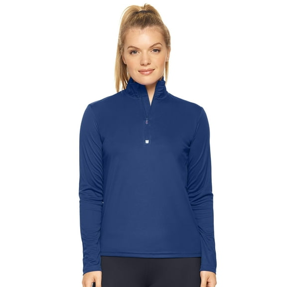 Expert Brand Women's Drimax Dri Fit Athletic Quarter Zipper Training Jacket, Navy, Medium