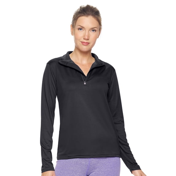Expert Brand Women's Drimax Dri Fit Athletic Quarter Zipper Training Jacket, Black, Large