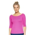 thumbnail image 1 of Expert Brand USA-Made Women's MoCA Cotton Blend 3/4 Sleeve Shirt, Berry, Small, 1 of 5