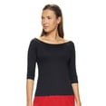 thumbnail image 1 of Expert Brand USA-Made Women's MoCA Cotton Blend 3/4 Sleeve Shirt, Black, Medium, 1 of 5