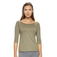 thumbnail image 1 of Expert Brand USA-Made Women's MoCA Cotton Blend 3/4 Sleeve Shirt, Olive, Medium, 1 of 5