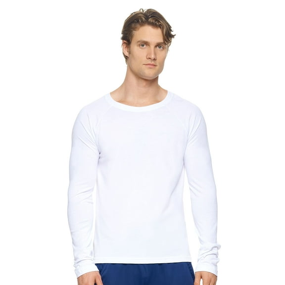 Expert Brand USA-Made Men's MoCA Cotton Blend Raglan Long Sleeve, White, 2XL
