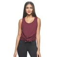 thumbnail image 1 of Expert Brand USA-Made Women's MoCA Cotton Blend Front Tie Tank Top, Maroon, Small, 1 of 6