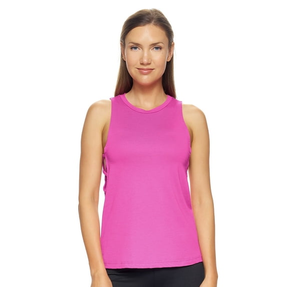 Expert Brand USA-Made Women's MoCA Cotton Blend Lattice Tank Top, Berry, XL