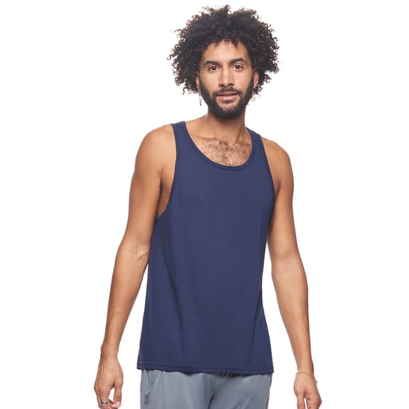 Expert Brand USA-Made Men's MoCA Cotton Blend Sleeveless Muscle Shirt, Navy, Medium
