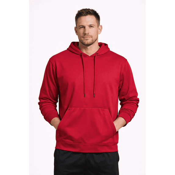 Expert Brand Men's Fleece Tec Pullover Hoodie Sweater, Red, Small