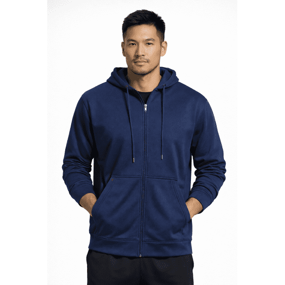 Expert Brand Men's Full Zip Hoodie Pullover Sweater, Navy, Large