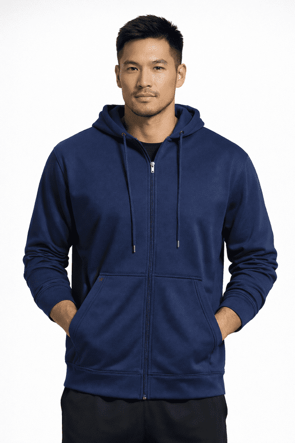 Men's Full Zip Hoodie Pullover Sweater, Navy, Large