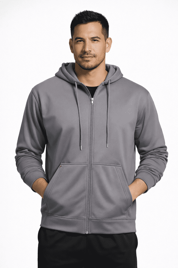 Men's Full Zip Hoodie Pullover Sweater, Steel, Large