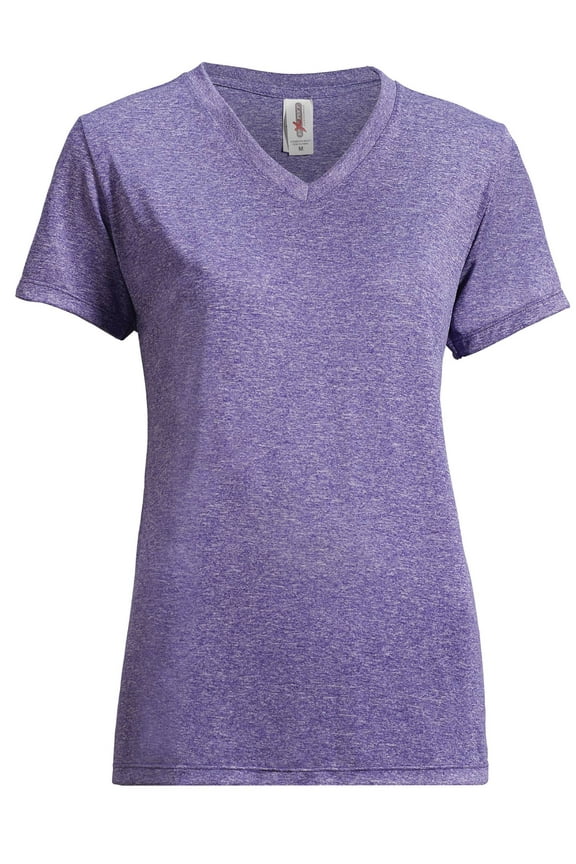 Women's Heather Natural Feel V-Neck T-Shirt, Heather Purple, Medium