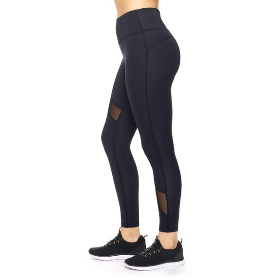 Expert Brand Women's High-Waist, Mesh Panel Leggings with Pocket, Black, Small