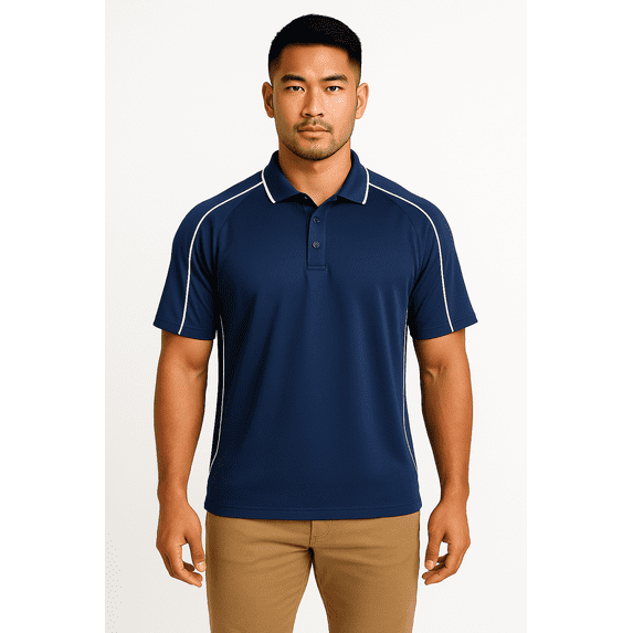 Expert Brand Men's Oxymesh™ Dry Fit Athletic Malibu Polo Shirt, Navy, Medium