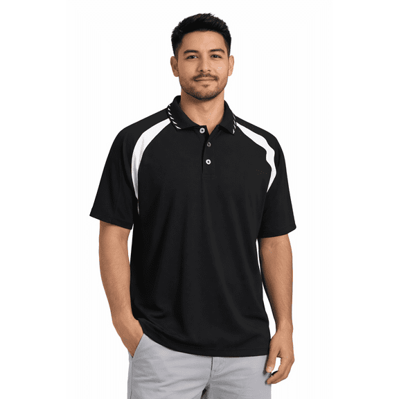 Expert Brand Men's Oxymesh™ Dry Fit Athletic Par Polo Shirt, Black/White, Small