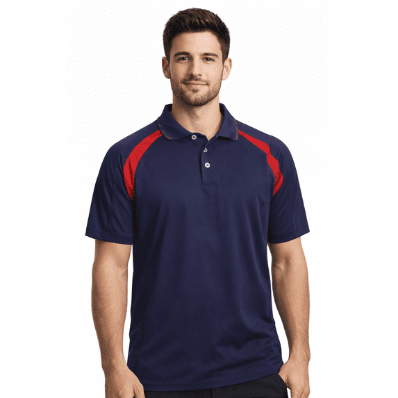 Expert Brand Men's Oxymesh™ Dry Fit Athletic Par Polo Shirt, Navy/Red, XL
