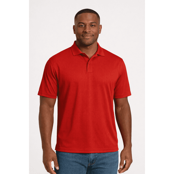 Expert Brand Men's Oxymesh™ Dry Fit Athletic Polo Shirt, Red, XL