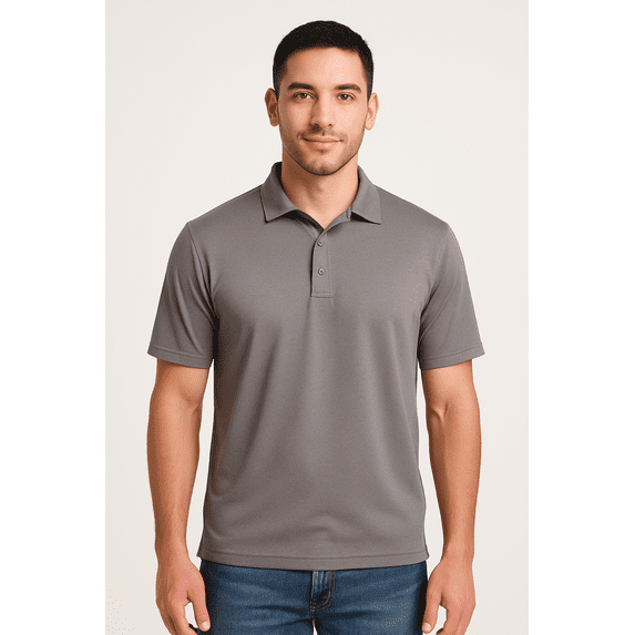 Expert Brand Men's Oxymesh™ Dry Fit Athletic Polo Shirt, Steel, Medium