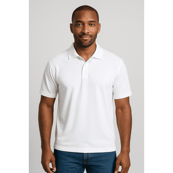 Expert Brand Men's Oxymesh™ Dry Fit Athletic Polo Shirt, White, Small