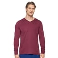 thumbnail image 1 of Expert Brand USA-Made Men's MoCA Cotton Blend V Neck Long Sleeve, Maroon, Small, 1 of 8