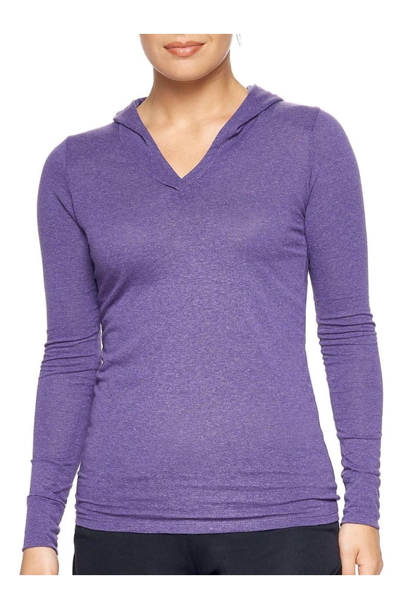 USA-Made Women's Athletic Heather Hoodie Shirt, Dark Heather Purple, XXL