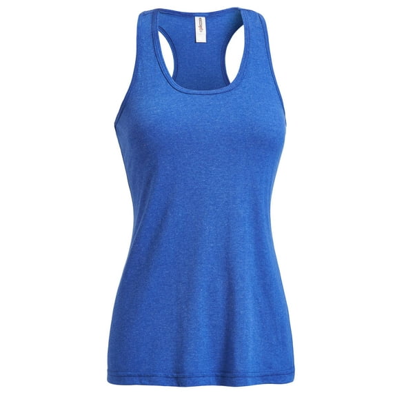 Expert Brand USA-Made Women's Athletic Heather Racerback Tank Top, Dark Heather Royal Blue, 2XL