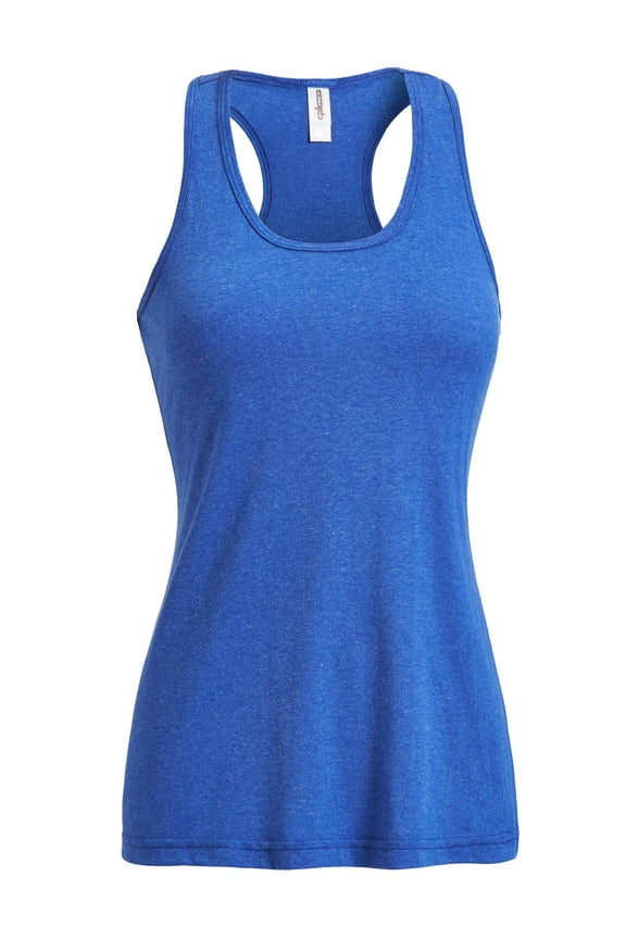 USA-Made Women's Athletic Heather Racerback Tank Top, Dark Heather Royal Blue, Small