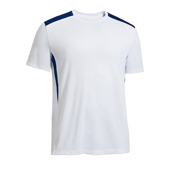 Expert Brand USA-Made Men's DriMax™ Color Blocked Athletic T-Shirt, White/Navy, XL