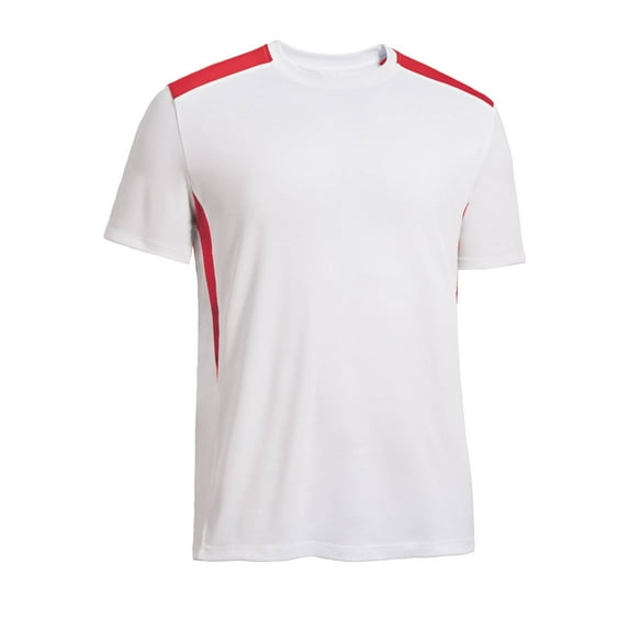 Expert Brand USA-Made Men's DriMax™ Color Blocked Athletic T-Shirt, White/Red, 2XL